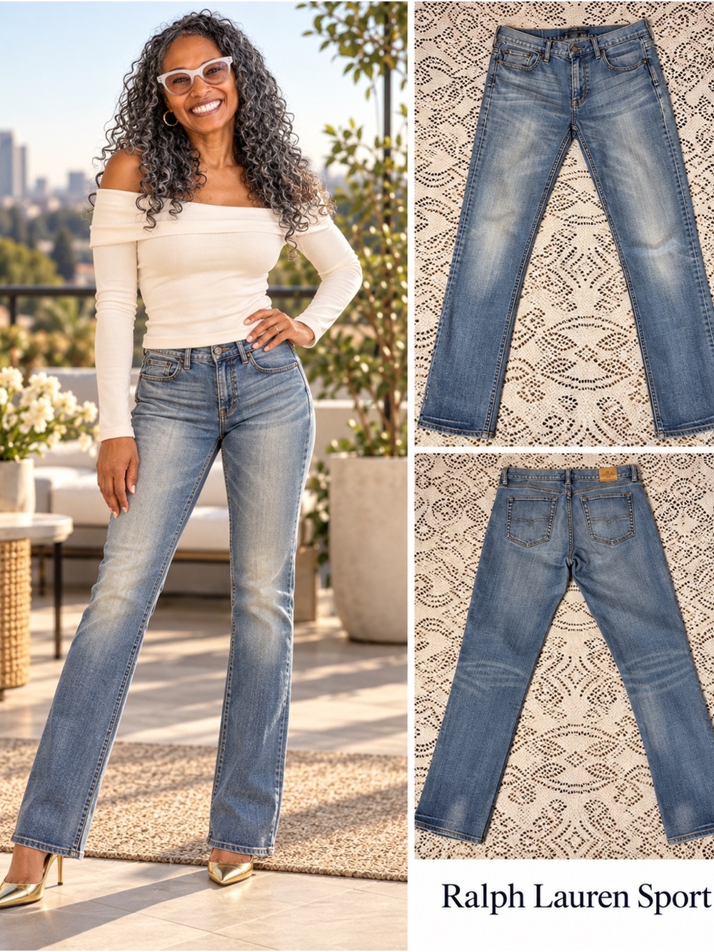 Ralph Lauren Women's Boot Cut Jeans - Light Blue Denim